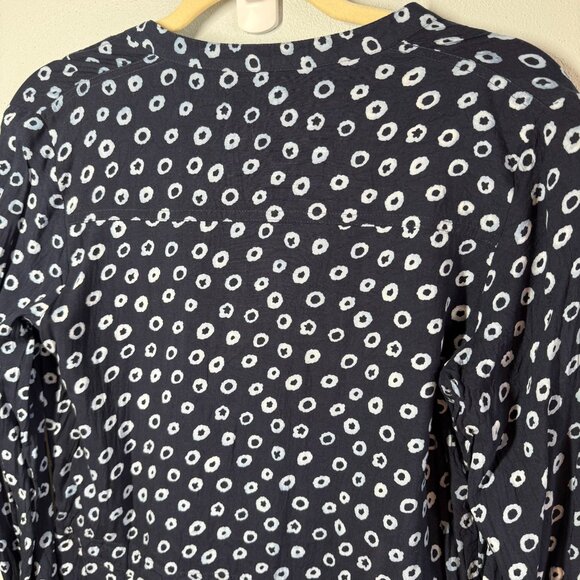 Ann Taylor LOFT Navy Blue/WHite Floral Tunic Dress Chinch Waist Petite Small - Picture 6 of 13